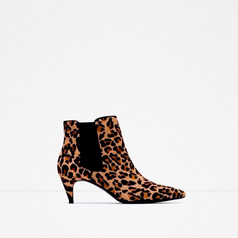 Zara Kitten Heel Cheetah Bootie 6.5